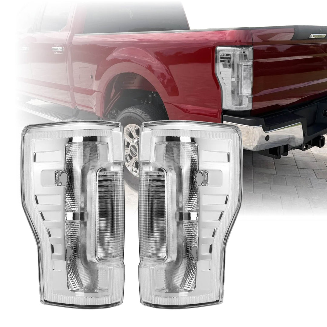 2017 - 2019 Ford F - 250 & F - 350 Pick Up Trucks All Clear Lens Halogen Tail Lights