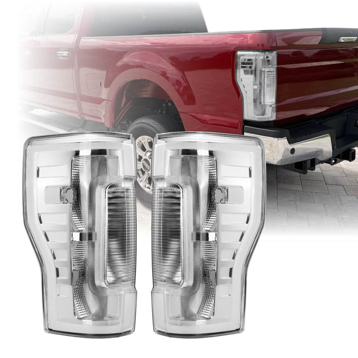 2017 - 2019 Ford F - 250 & F - 350 Pick Up Trucks All Clear Lens Halogen Tail Lights
