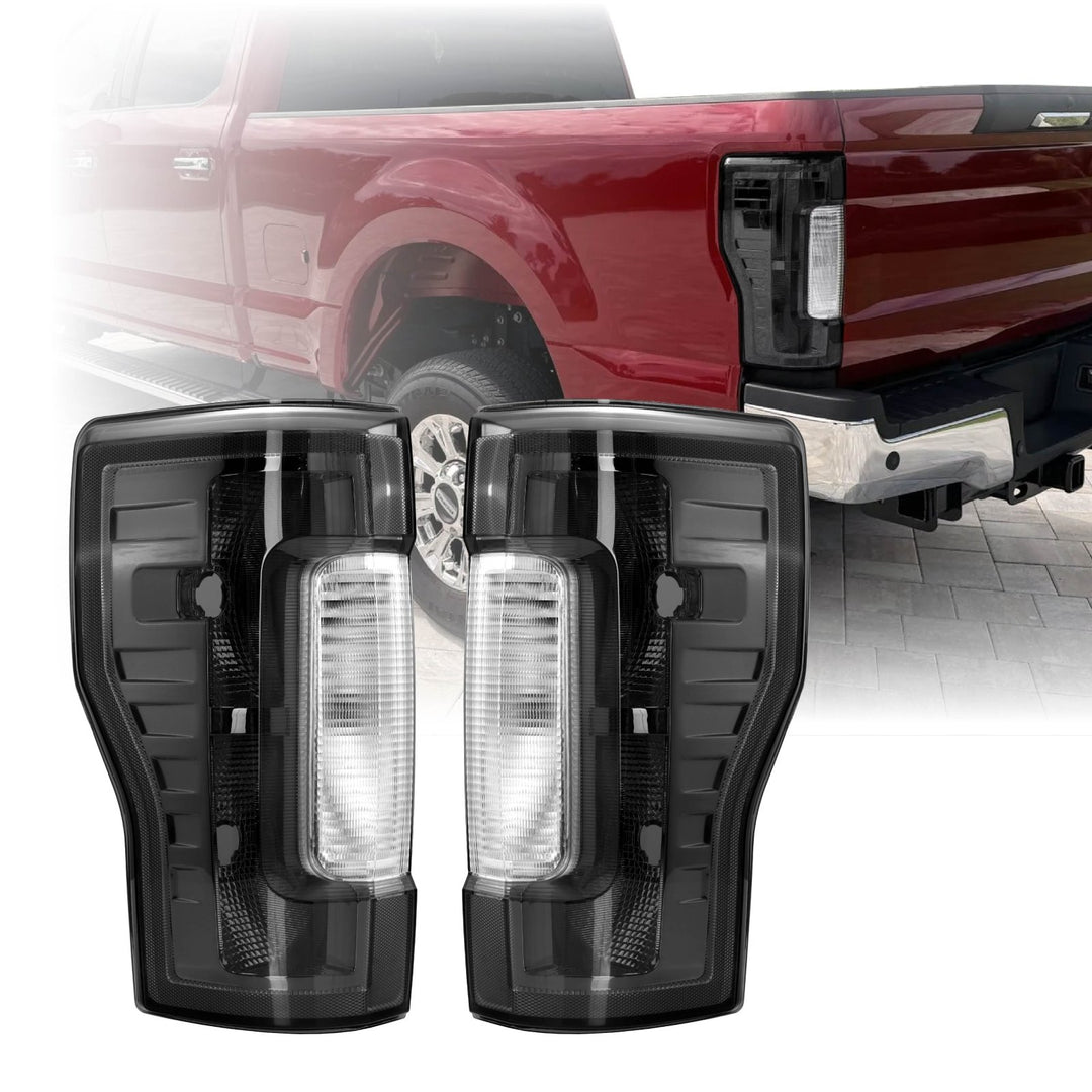 2017 - 2019 Ford F - 250 & F - 350 Black / Smoke Lens Halogen Tail Lights