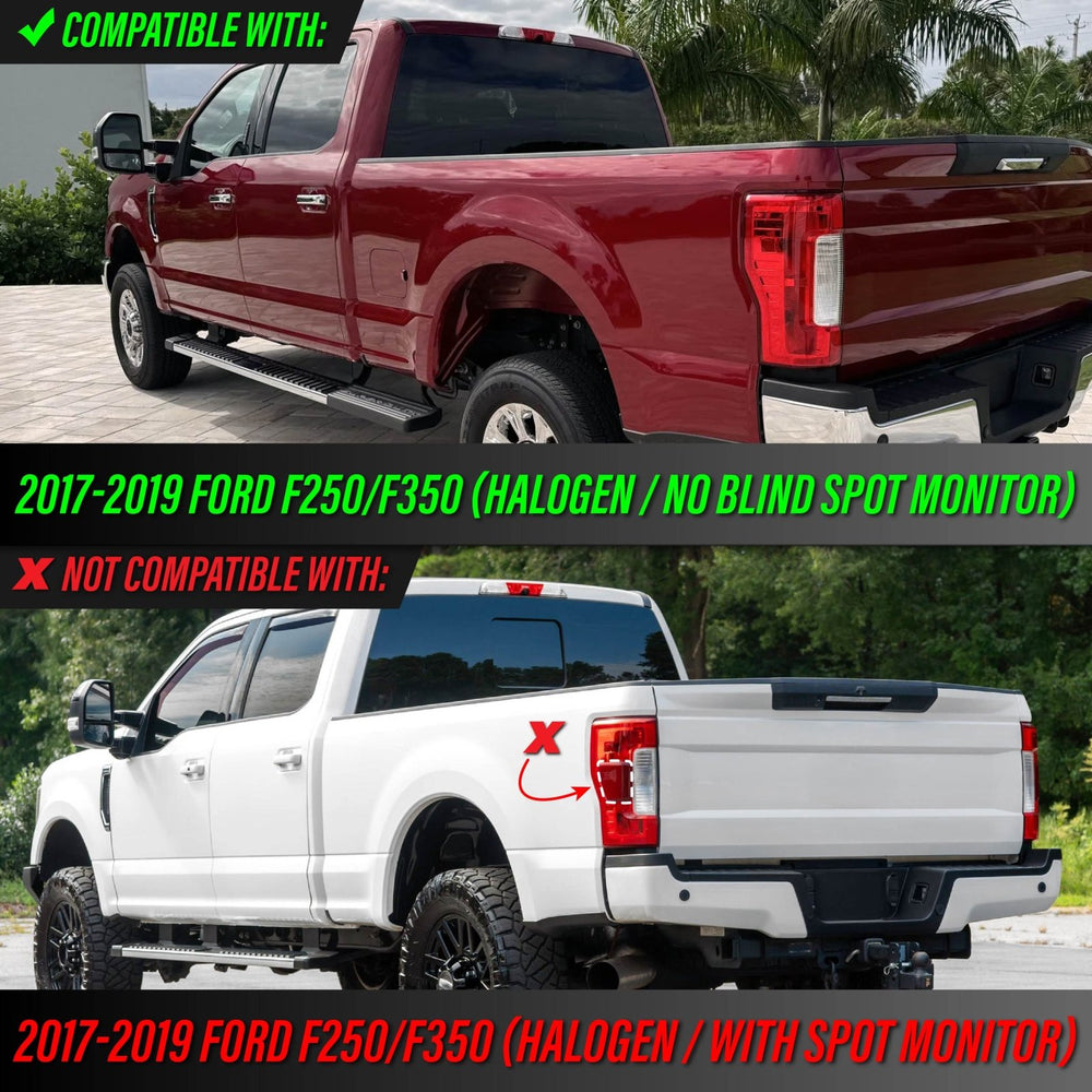 2017 - 2019 Ford F - 250 & F - 350 Black / Smoke Lens Halogen Tail Lights