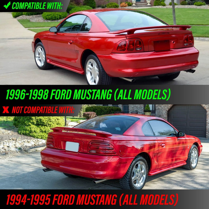 1996 - 1998 Ford Mustang Black Trim All Clear Lens Tail Lights