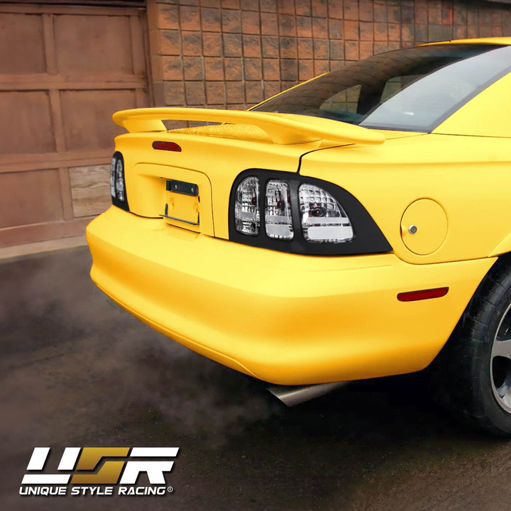 1996 - 1998 Ford Mustang Black Trim All Clear Lens Tail Lights