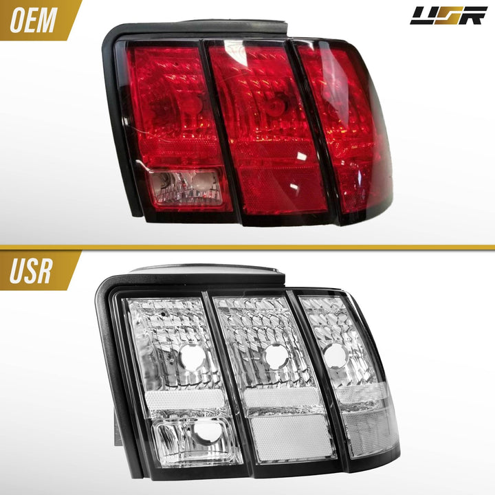 1999 2000 2001 2002 2003 2004 Ford Mustang V6 GT New Edge All Clear Lens Euro Style Tail Light Plus Sequential Wire Harness with Relay & Canbus LED Bulbs

#optional-items_tail-light-only