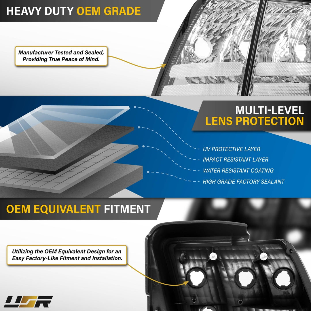 1999 2000 2001 2002 2003 2004 Ford Mustang V6 GT New Edge All Clear Lens Euro Style Tail Light Plus Sequential Wire Harness with Relay & Canbus LED Bulbs

#optional-items_tail-light-only