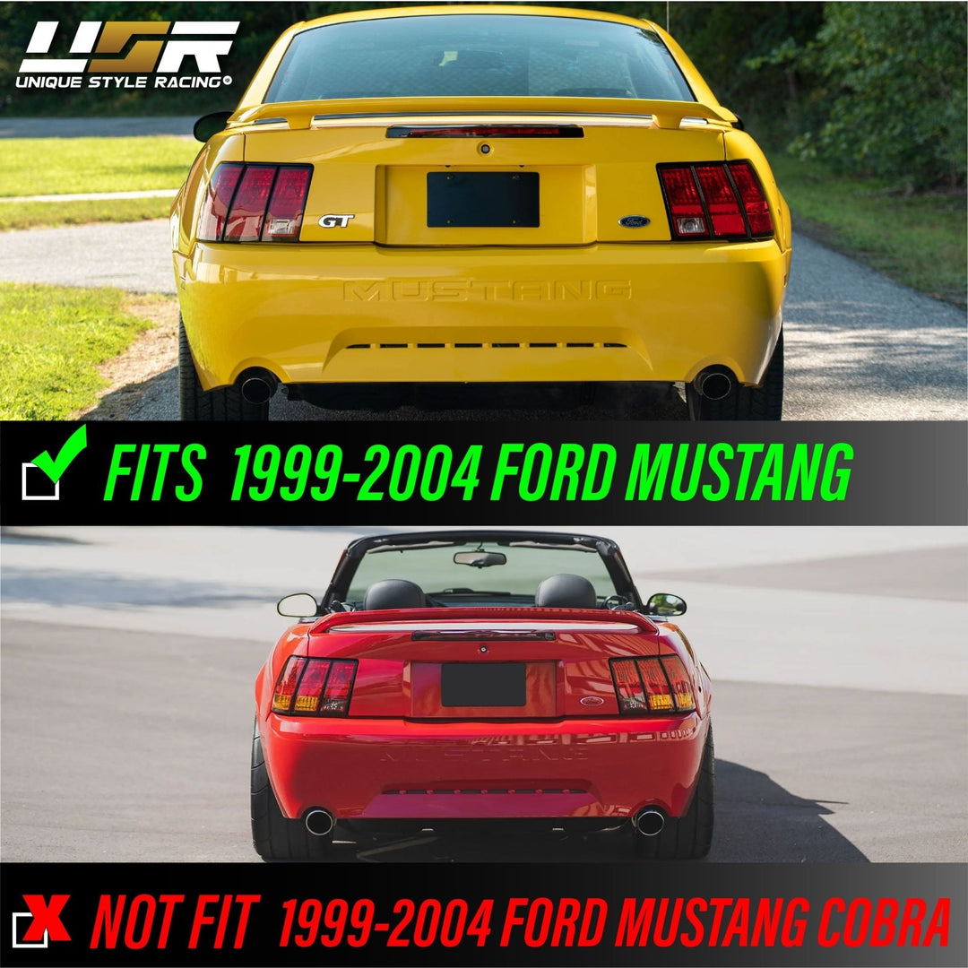 1992 - 2004 Ford Mustang V6 GT New Edge All Clear Euro Style Tail Light Plus Sequential Wire Harness with Relay & Canbus LED Bulbs