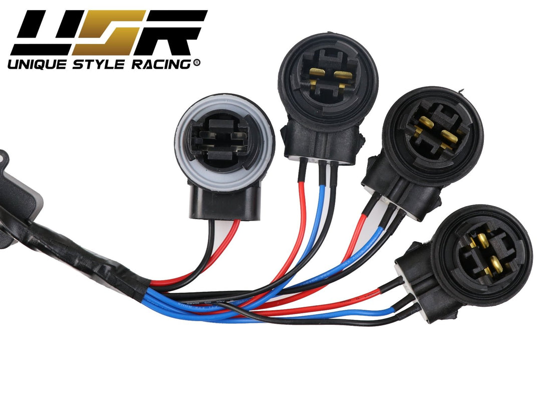 1992 - 2004 Ford Mustang V6 GT New Edge All Clear Euro Style Tail Light Plus Sequential Wire Harness with Relay & Canbus LED Bulbs