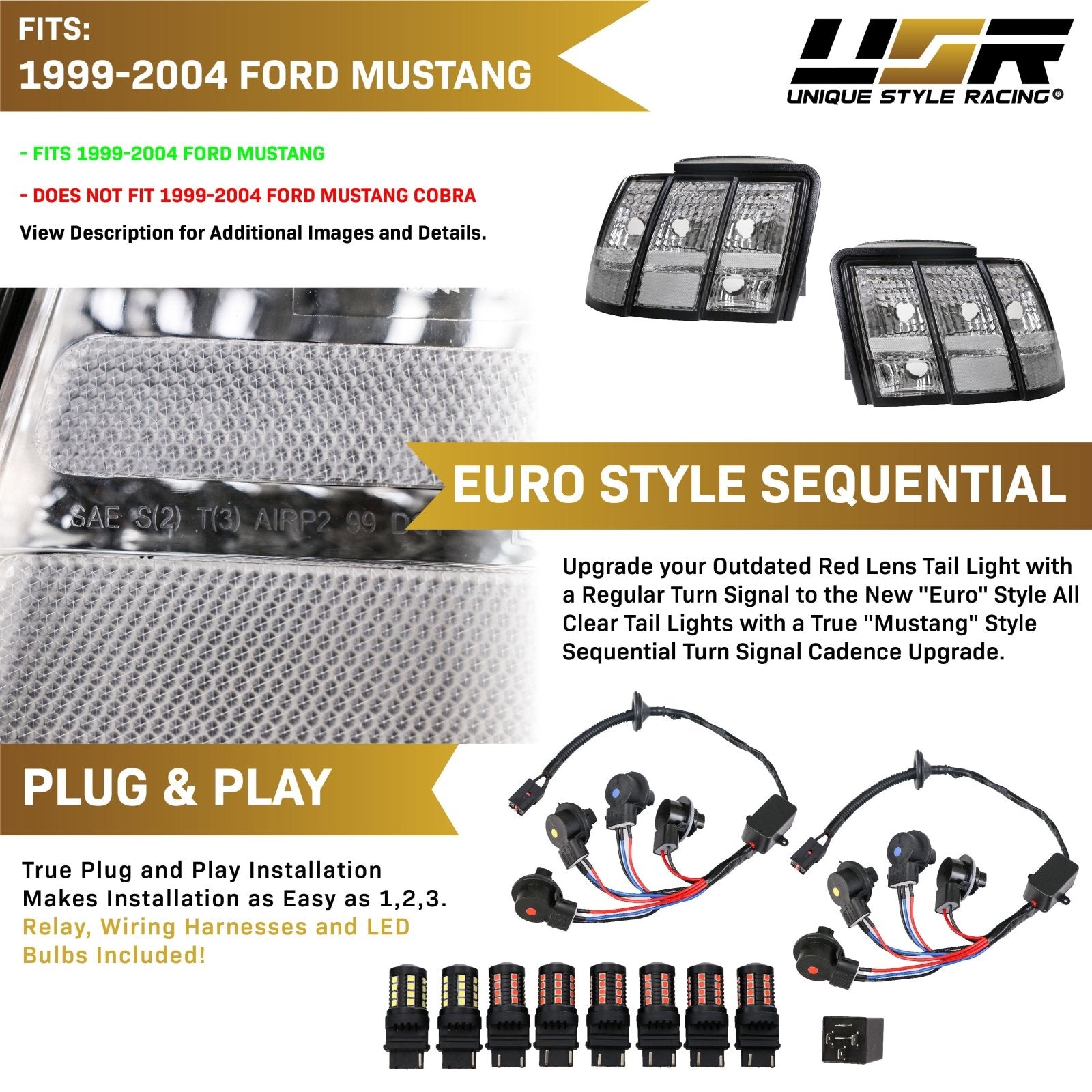 1992-2004 Ford Mustang V6 GT New Edge All Clear Euro Style