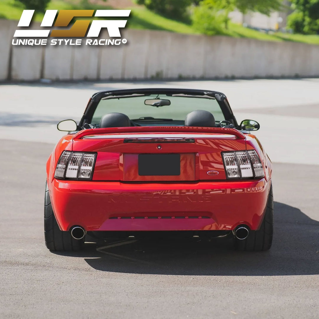 1992 - 2004 Ford Mustang V6 GT New Edge All Clear Euro Style Tail Light Plus Sequential Wire Harness with Relay & Canbus LED Bulbs