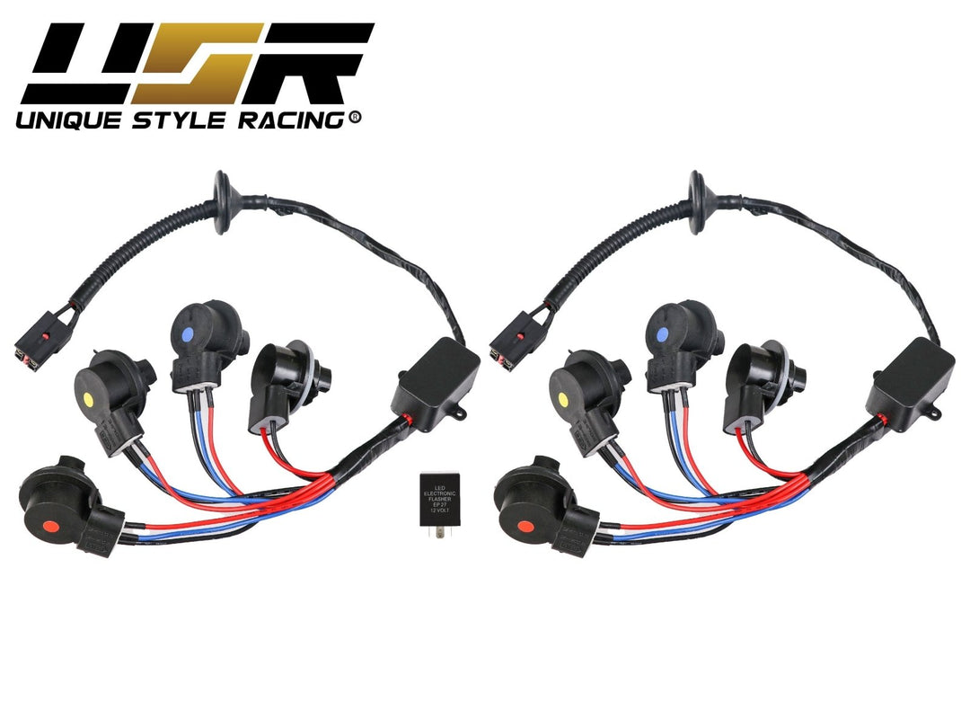 1992 - 2004 Ford Mustang V6 GT New Edge All Clear Euro Style Tail Light Plus Sequential Wire Harness with Relay & Canbus LED Bulbs