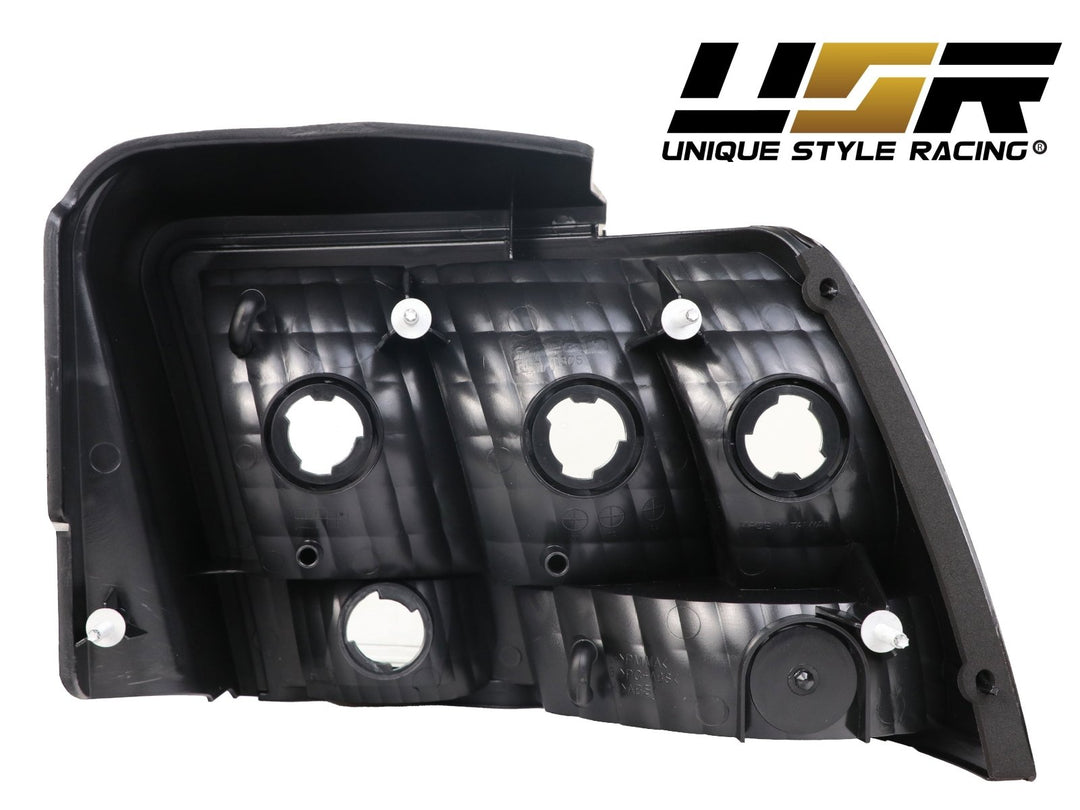 1992 - 2004 Ford Mustang V6 GT New Edge All Clear Euro Style Tail Light Plus Sequential Wire Harness with Relay & Canbus LED Bulbs