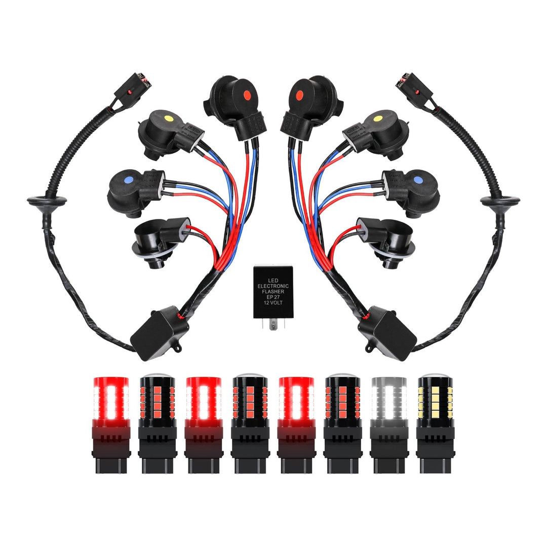 1999 2000 2001 2002 2003 2004 Ford Mustang V6 GT New Edge All Clear Lens Euro Style Tail Light Plus Sequential Wire Harness with Relay & Canbus LED Bulbs

#optional-items_tail-light-plus-led-bulbs-and-sequential-wire-harness-with-relay