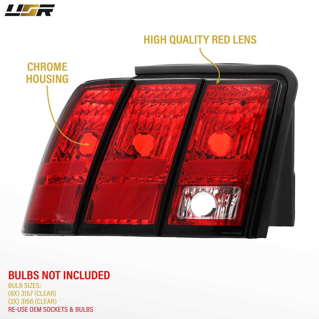 1999-2001 Ford Mustang Red Lens AM Replacement Tail Lights
