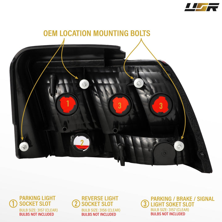 1999-2001 Ford Mustang Red Lens AM Replacement Tail Lights