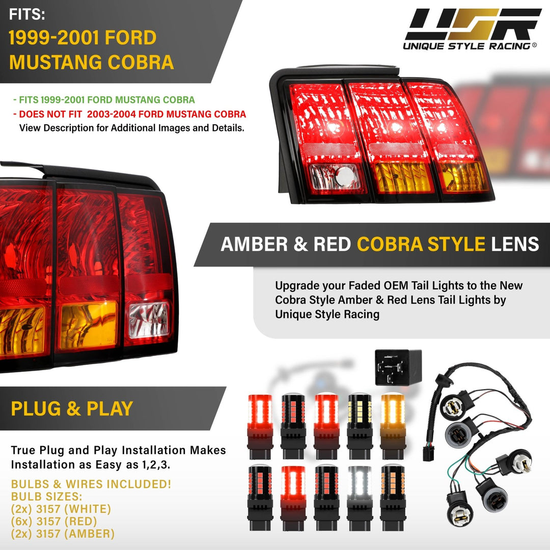 1999 2000 2001 Ford Mustang New Edge Cobra Tail Lights With Wire Harness

#optional-items_cobra-tail-lights-with-wire-harness-and-led-bulbs