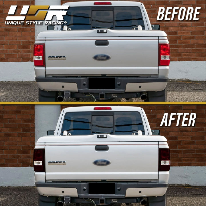 2001 - 2011 Ford Ranger Pickup Dark Red Smoked Lens Tail Lights