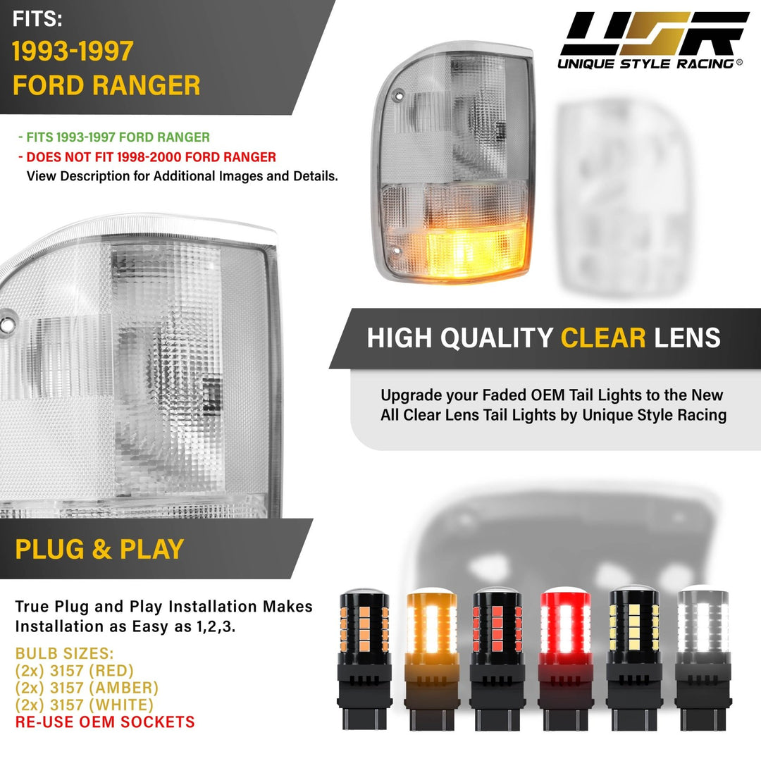 1993 - 1997 Ford Ranger All Clear Lens Tail Lights

#light-source_led