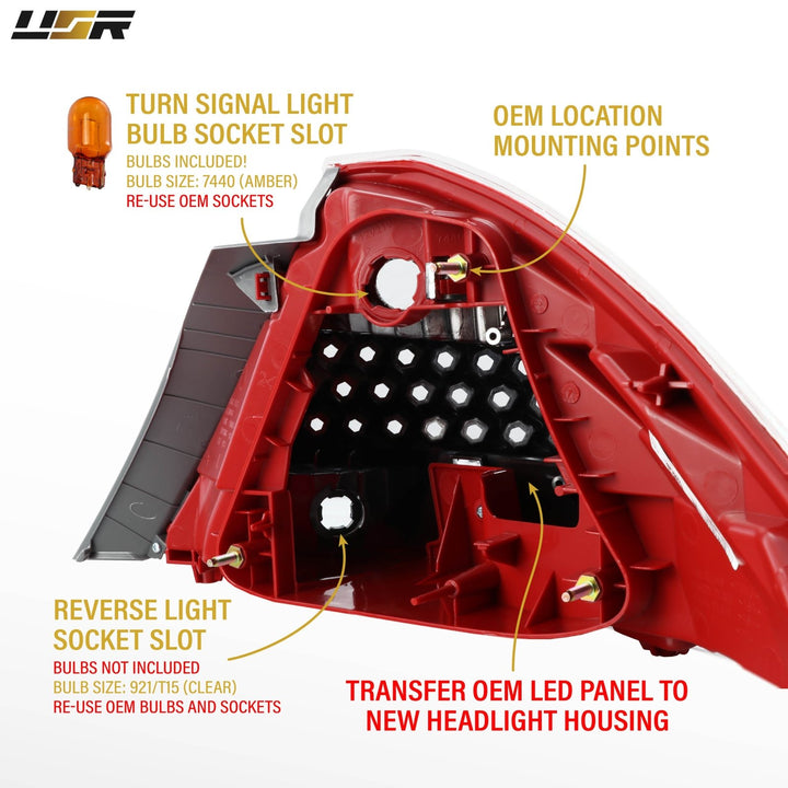 2006 - 2007 Honda Accord 2 Door Coupe All Clear Lens Tail Lights