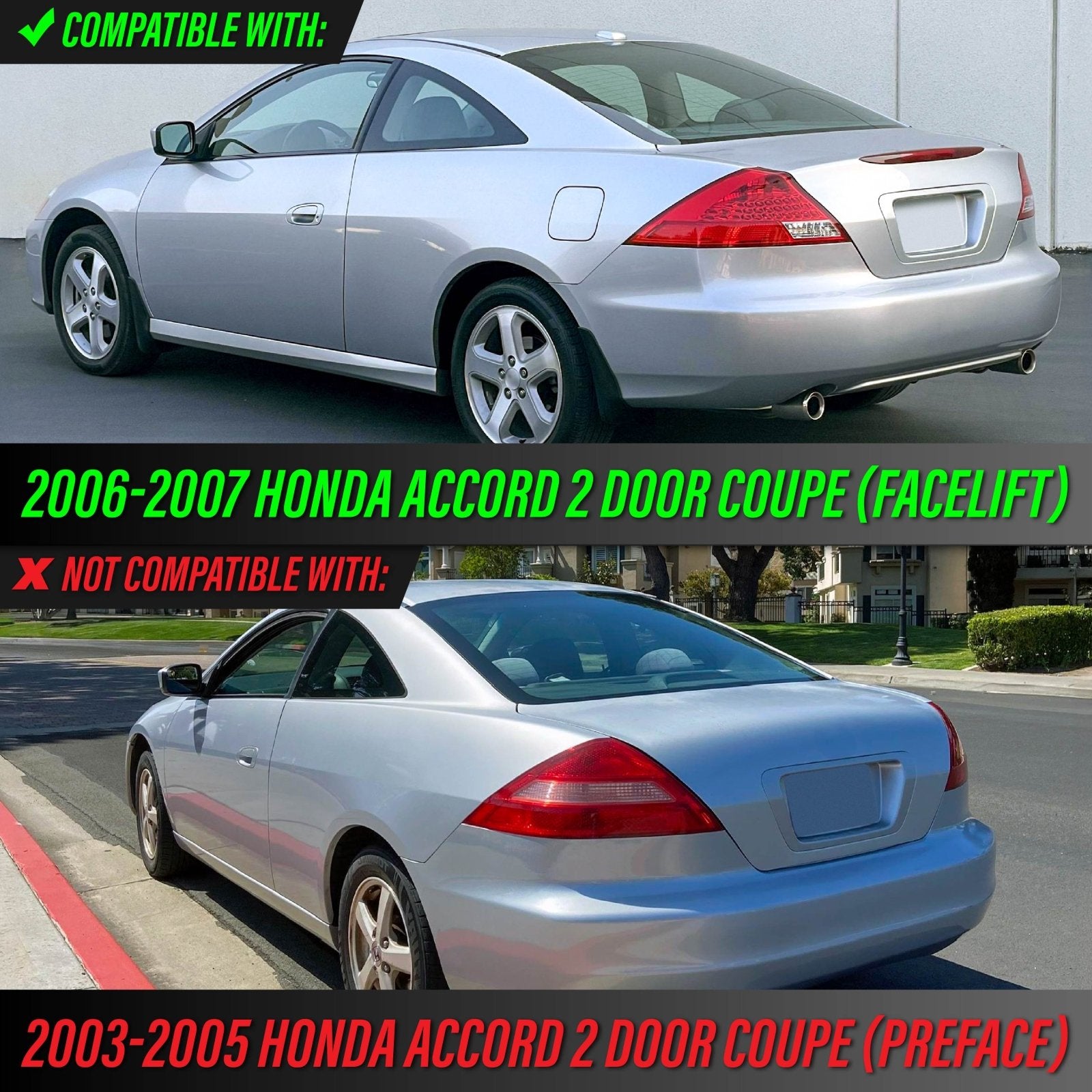 2006-2007 Honda Accord 2 Door Coupe All Clear Lens Tail Lights
