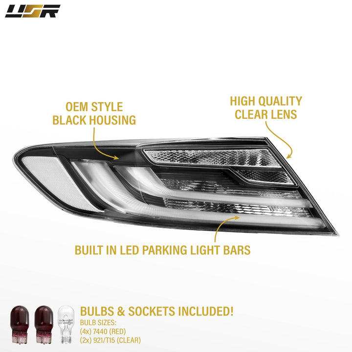 2016 2017 Honda Accord 2D Coupe Black Housing All Clear Lens Tail Lights

#light-source_incandescent