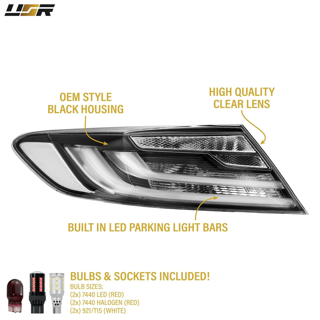 2016 2017 Honda Accord 2D Coupe Black Housing All Clear Lens Tail Lights

#light-source_led