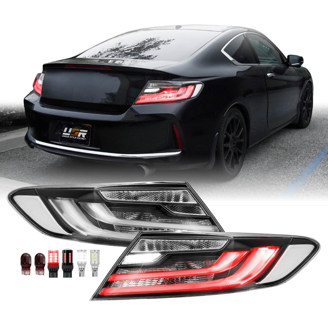 2016 2017 Honda Accord 2D Coupe Black Housing All Clear Lens Tail Lights

#light-source_led