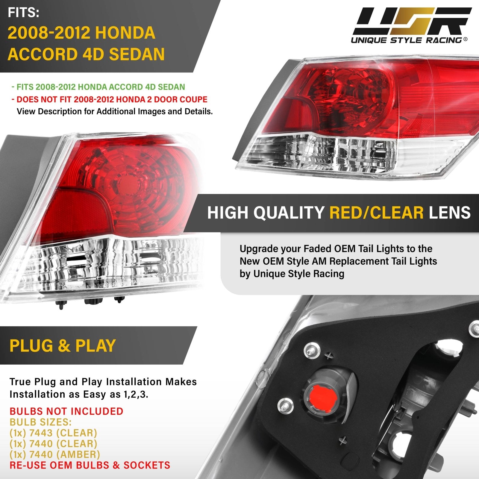 2008-2012 Honda Accord 4D Sedan Driver Left or Passenger Right