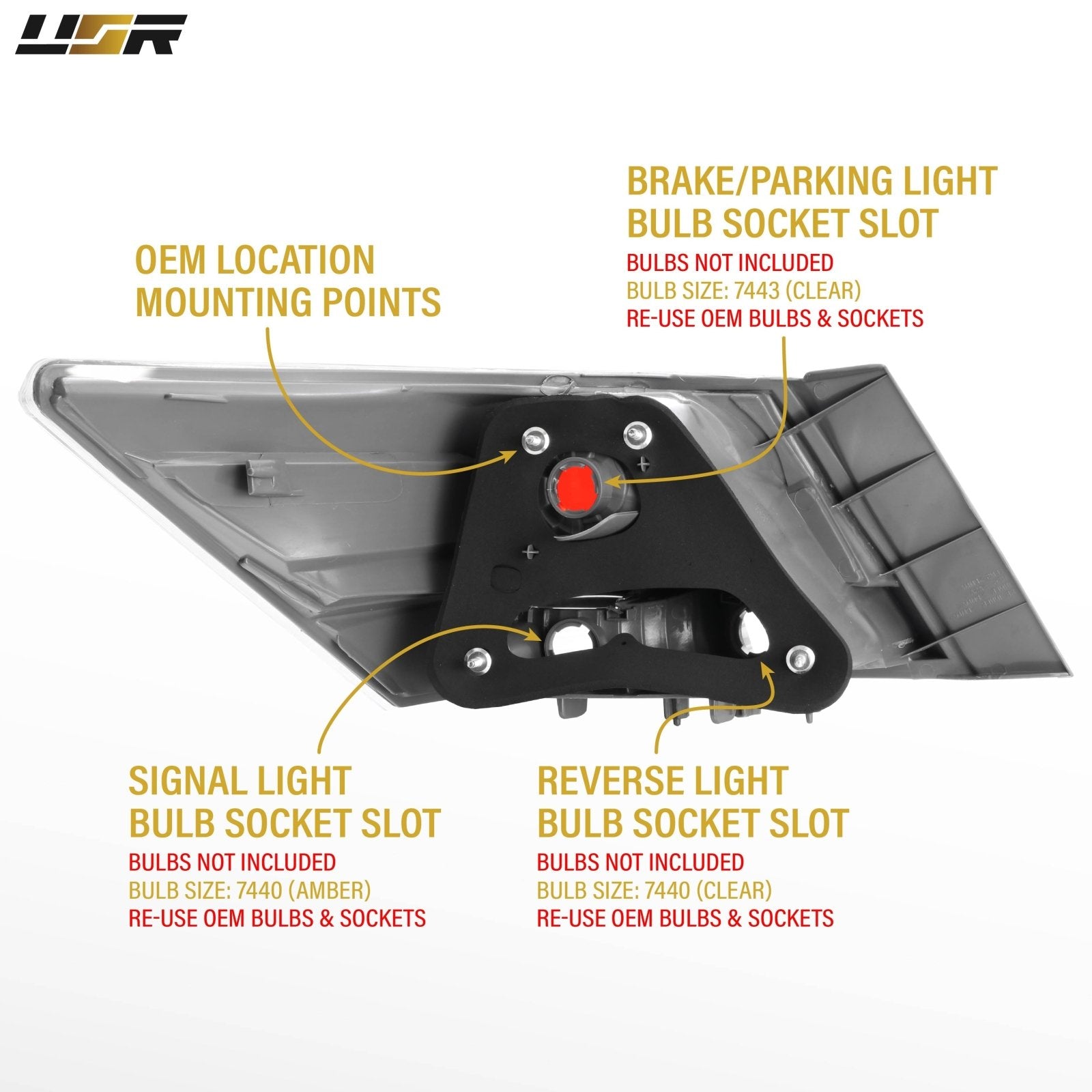 Uzooka Tail Light Set For 2008-2012 Honda Accord Sedan – Driver & Passenger – DOT/SAE