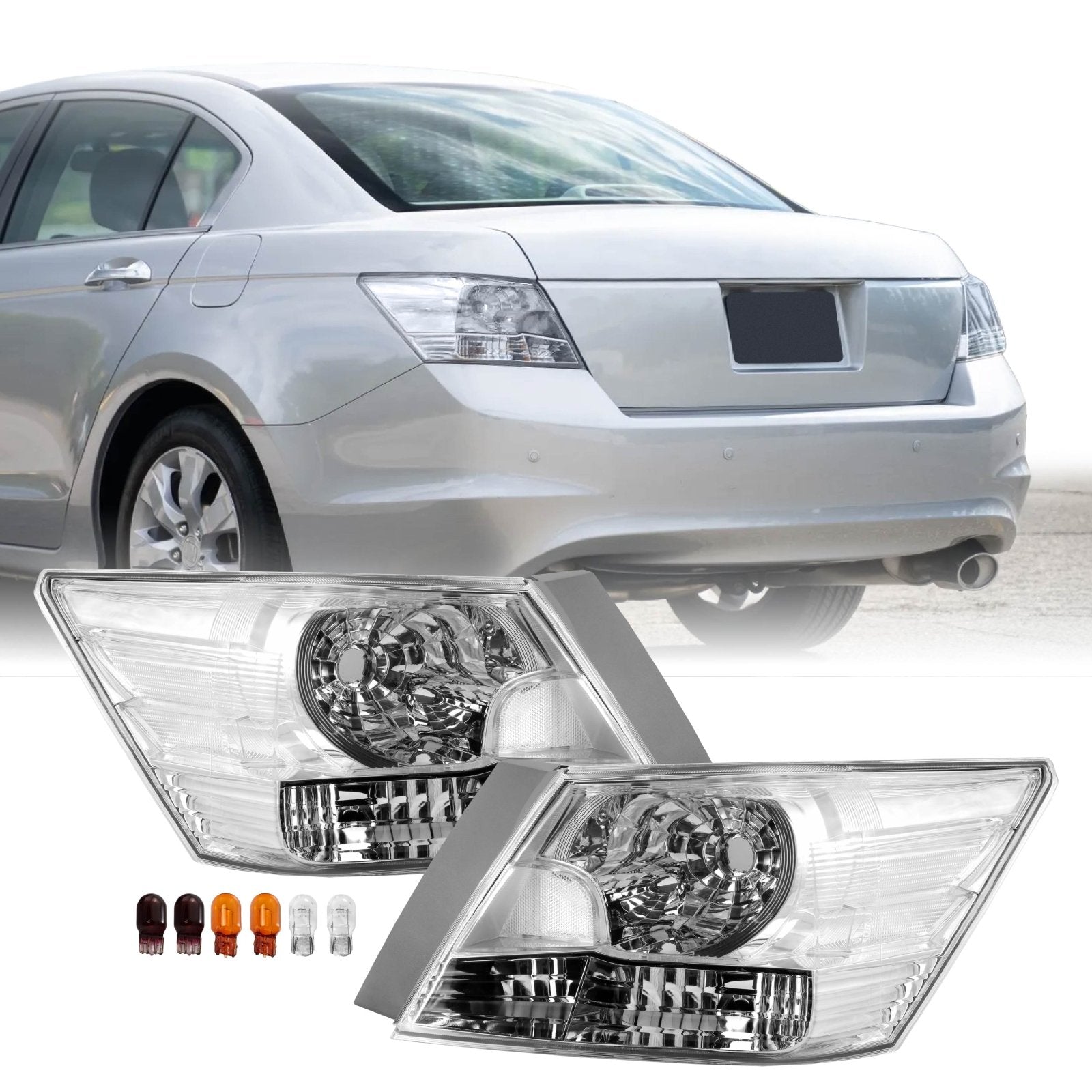 2008-2012 Honda Accord 4D Sedan All Clear Lens Tail Lights