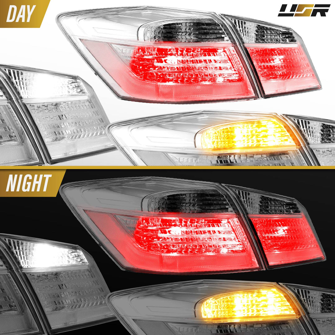 2013 13 2014 14 2015 15 Honda Accord 4D 4 door Sedan All Clear Lens chrome Halogen Tail Lights

#light-source_led