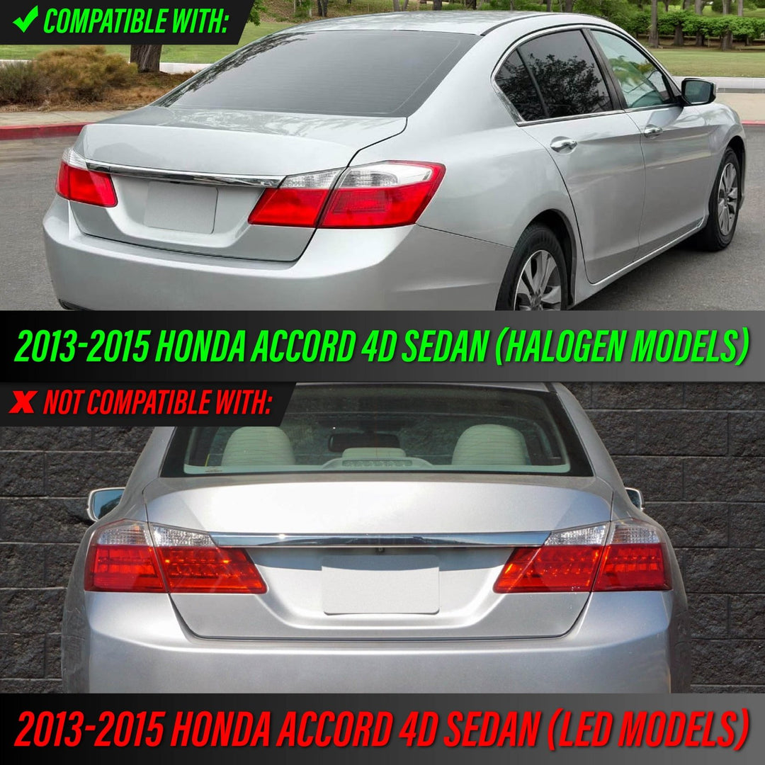 2013-2015 Honda Accord 4D Sedan All Clear Lens Tail Lights