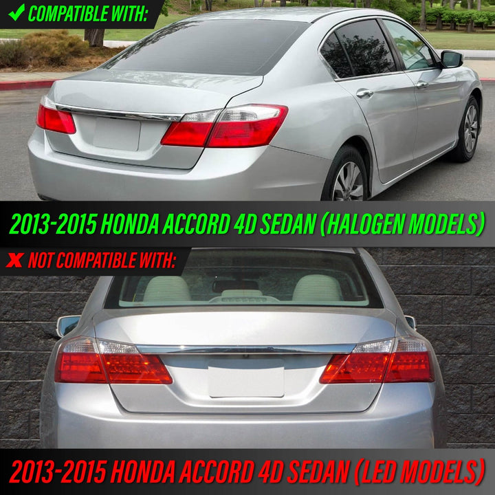2013-2015 Honda Accord 4D Sedan All Clear Lens Tail Lights