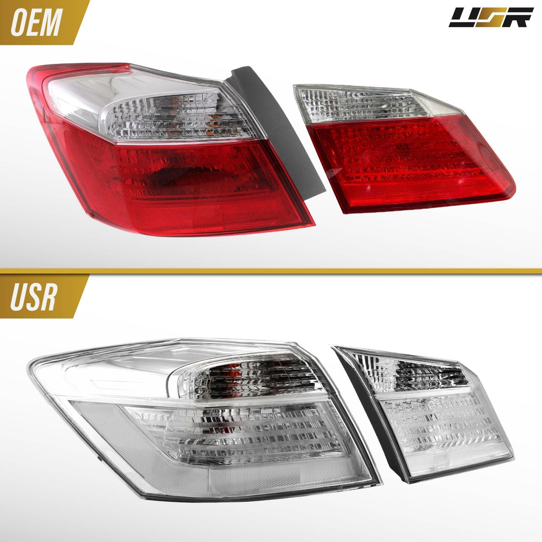 2013-2015 Honda Accord 4D Sedan All Clear Lens Tail Lights