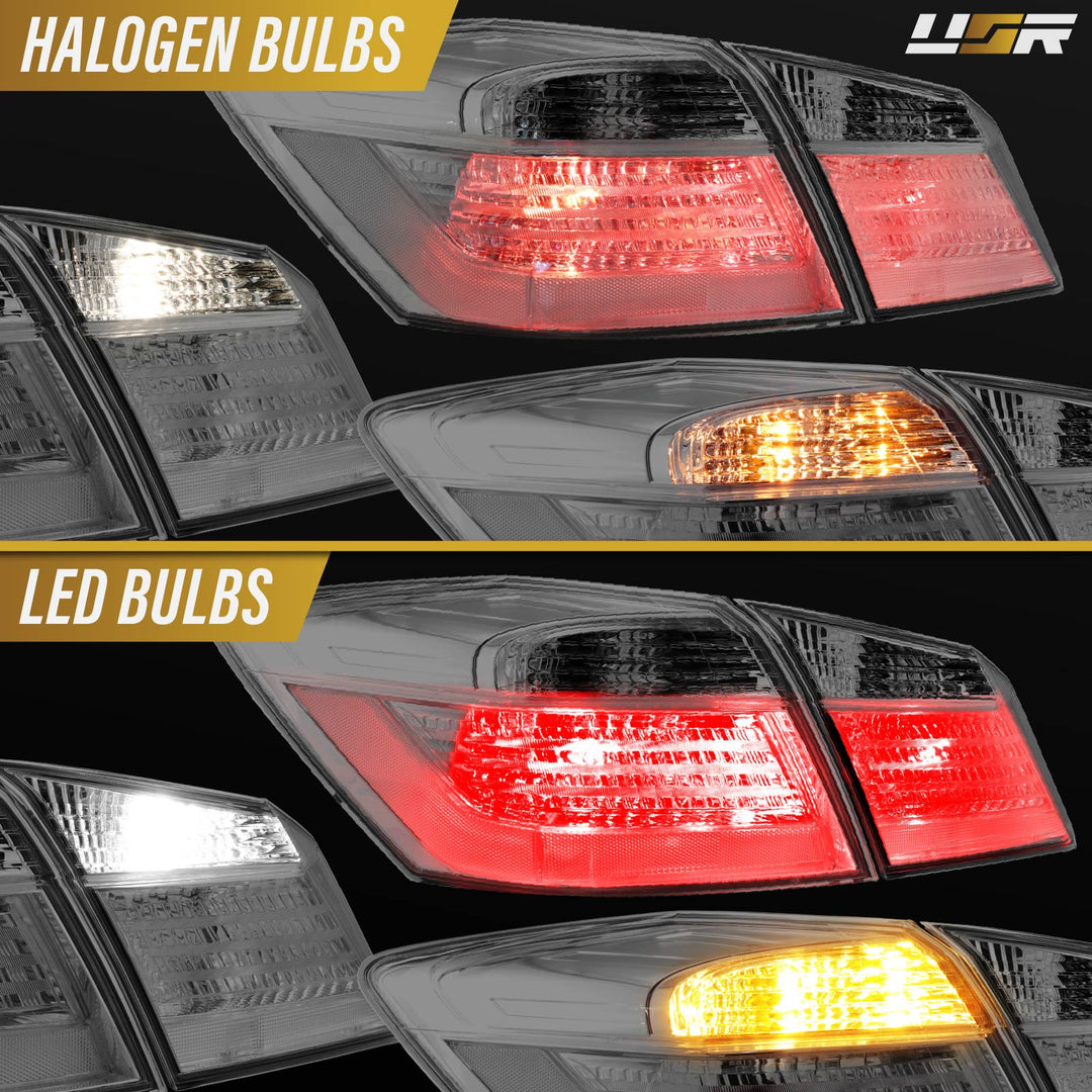 2013 13 2014 14 2015 15 Honda Accord 4D 4 door Sedan All Clear Lens chrome Halogen Tail Lights

#light-source_led