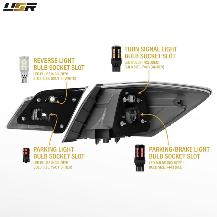 2013 13 2014 14 2015 15 Honda Accord 4D 4 door Sedan All Clear Lens chrome Halogen Tail Lights

#light-source_led