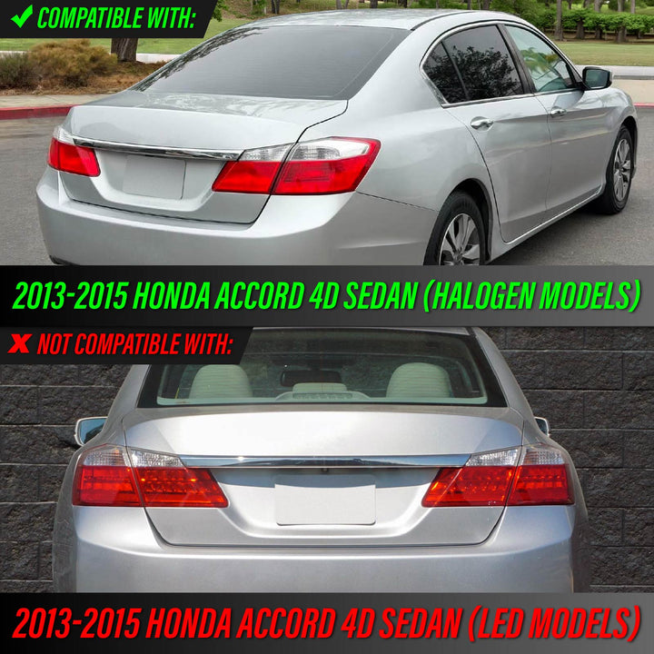2013 13 2014 14 2015 15 Honda Accord 4D 4 door Sedan All Clear Lens chrome Halogen Tail Lights

#light-source_led