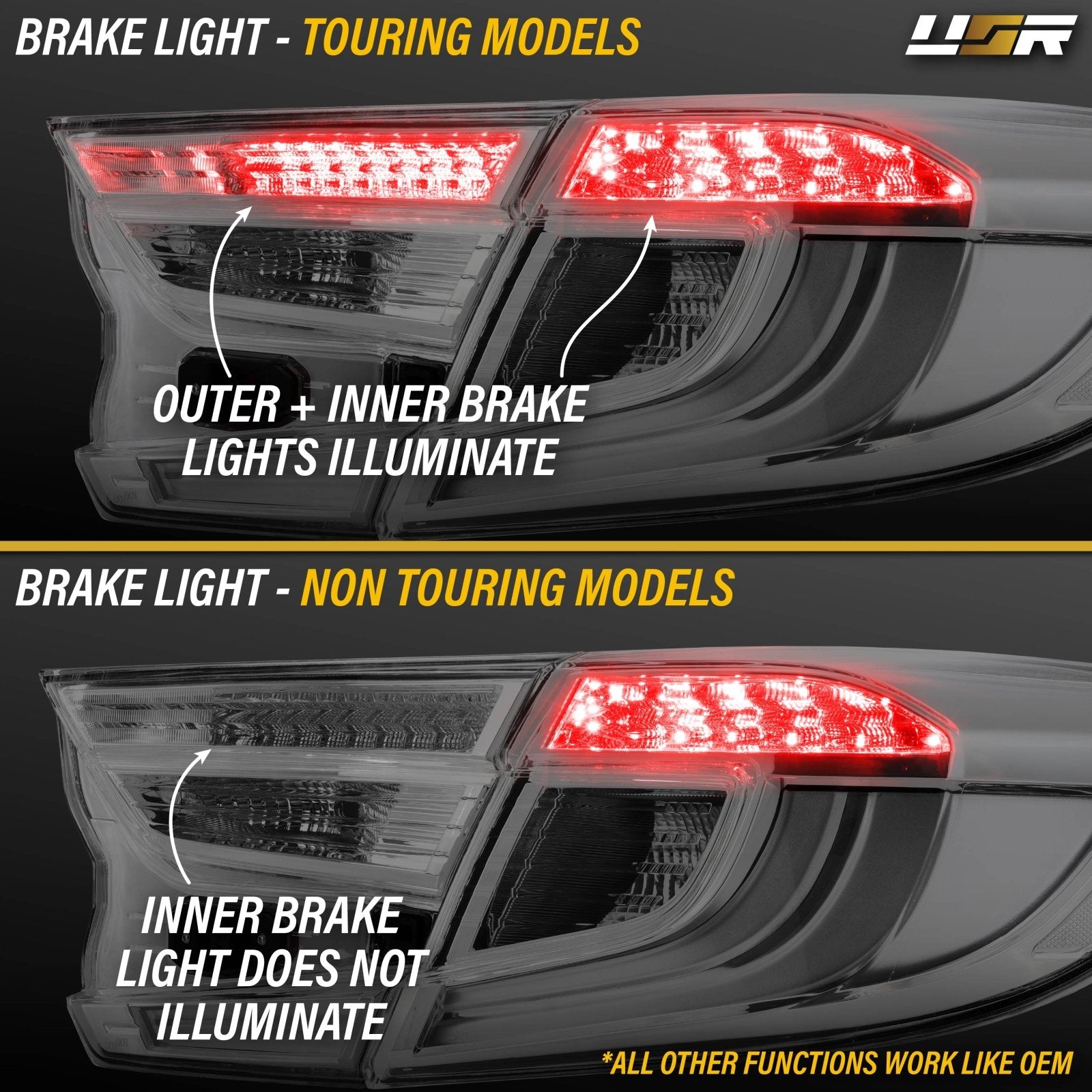 2018-2022 Honda Accord 4D Sedan All Clear Lens 4PC LED Tail Lights