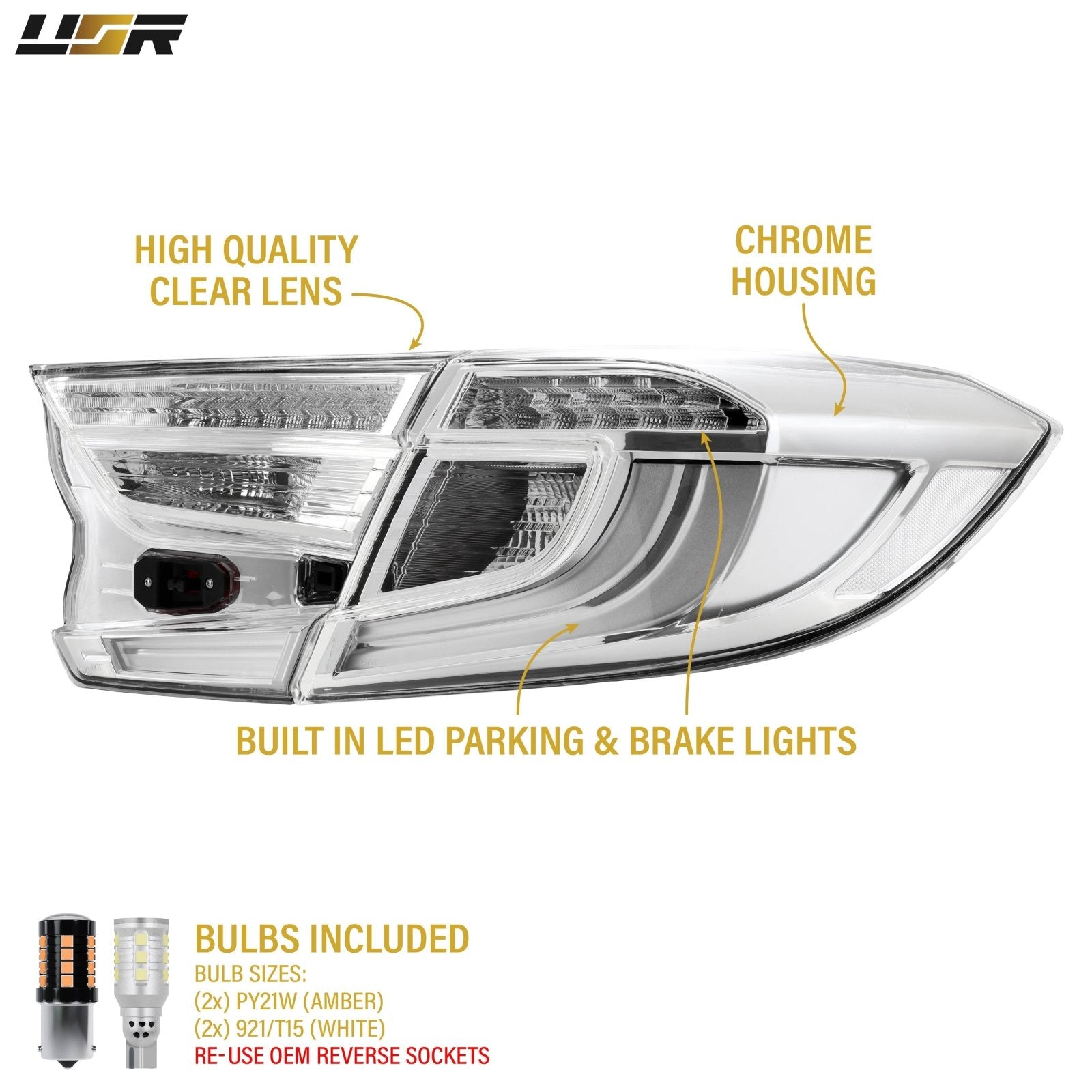 2018-2022 Honda Accord 4D Sedan All Clear Lens 4PC LED Tail Lights