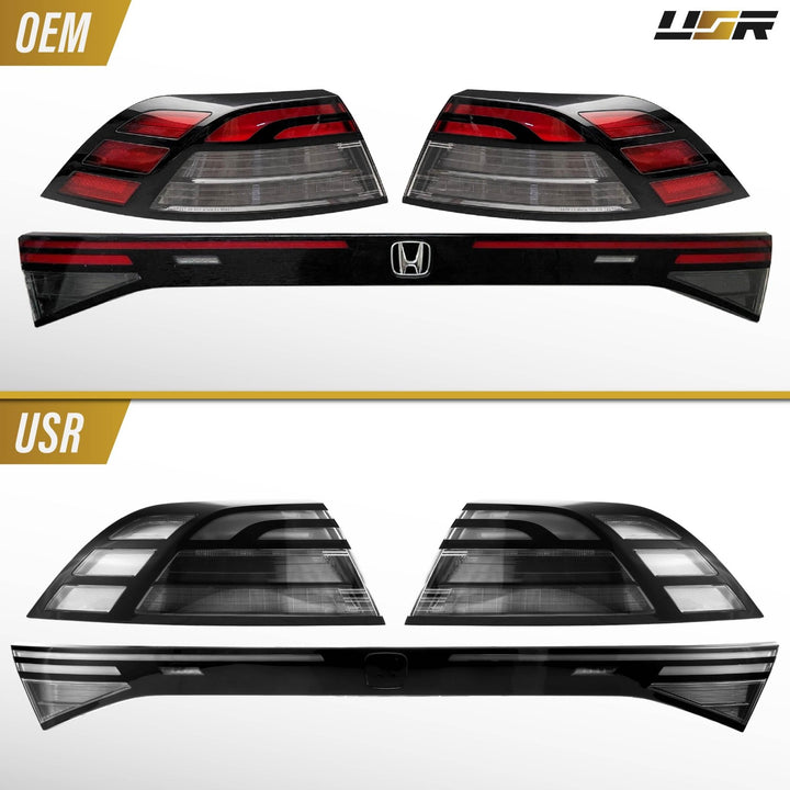 2024 2025 2026 Honda Accord 4D Sedan Black Housing All Clear Lens Full LED 3PC Tail Lights