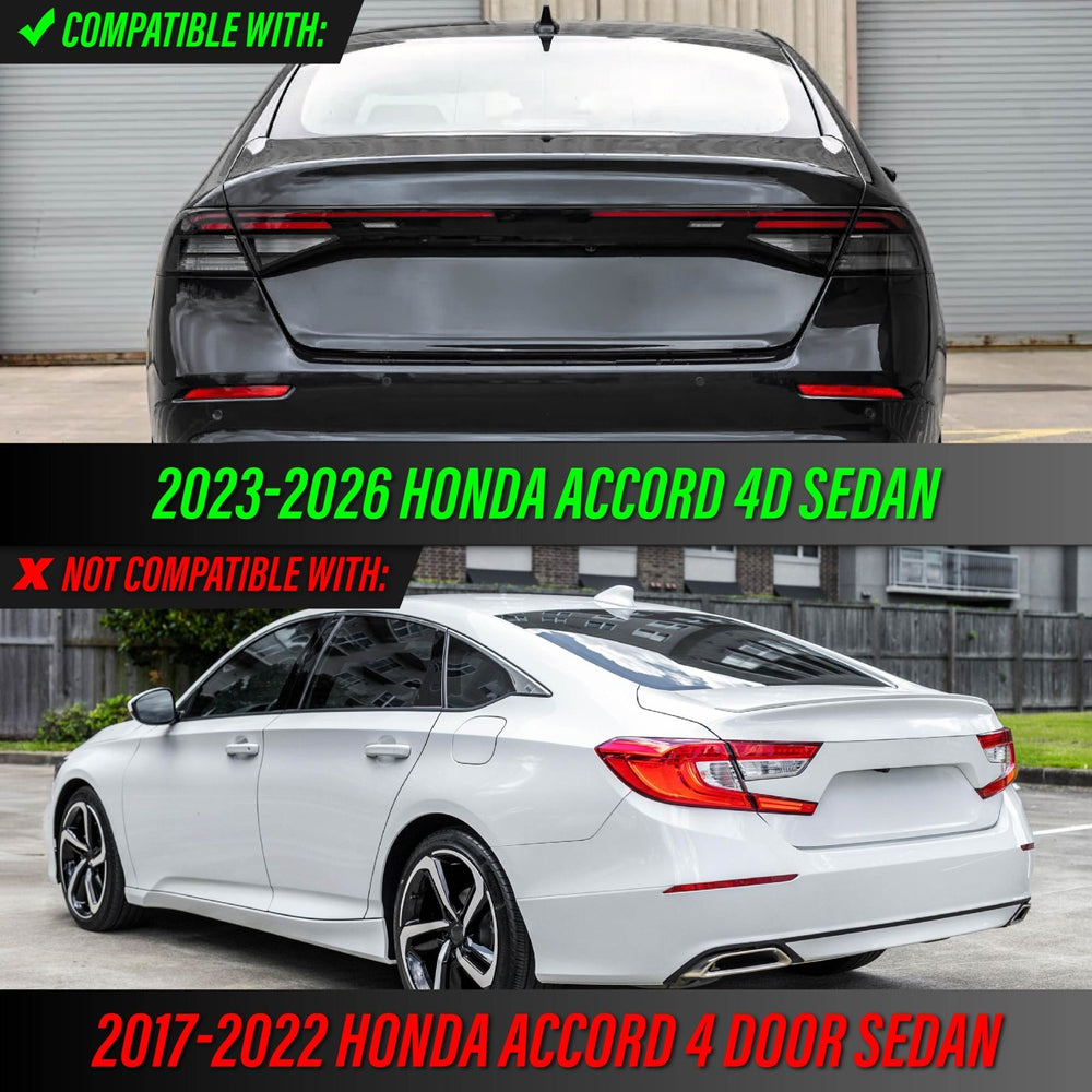 2024 2025 2026 Honda Accord 4D Sedan Black Housing All Clear Lens Full LED 3PC Tail Lights