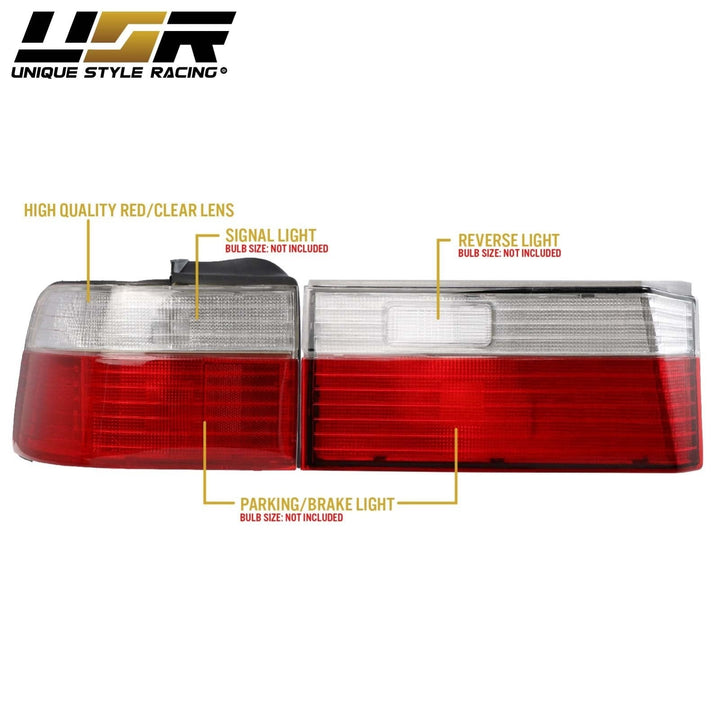 1990 - 1991 Honda Accord 4D Sedan JDM Style Red/Clear Lens 4 Piece Tail Lights