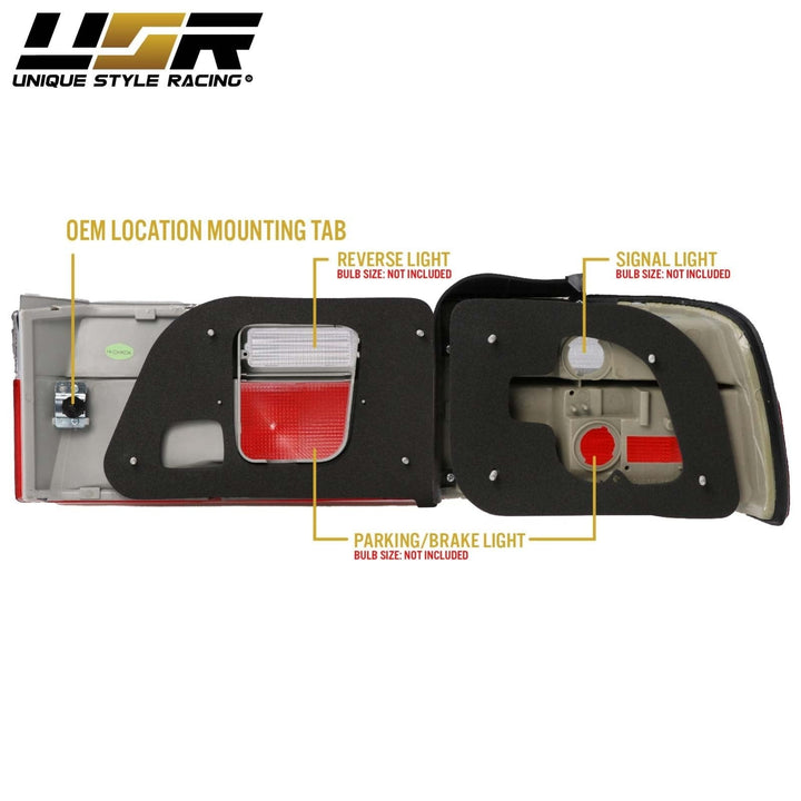 1990 - 1991 Honda Accord 4D Sedan JDM Style Red/Clear Lens 4 Piece Tail Lights