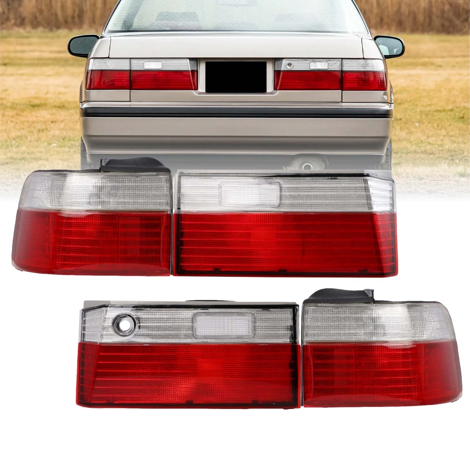 1990-1991 Honda Accord 4D Sedan JDM Style Red / Clear Lens 4PC