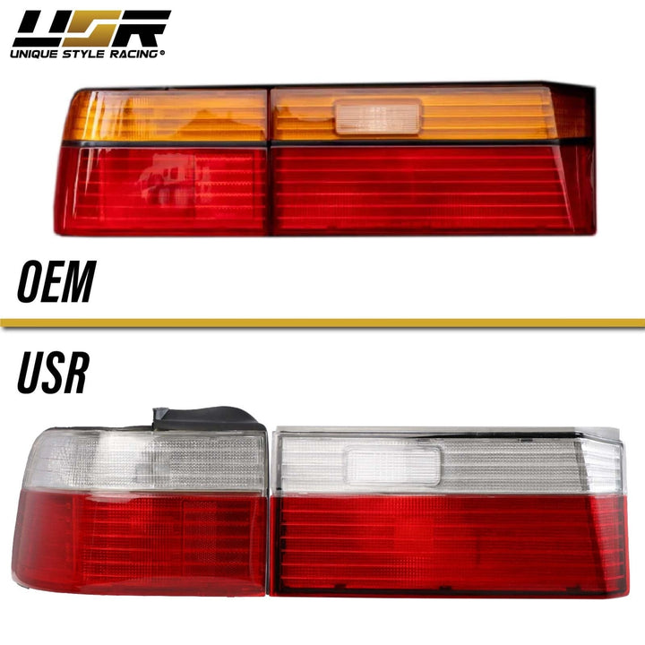 1990 - 1991 Honda Accord 4D Sedan JDM Style Red/Clear Lens 4 Piece Tail Lights