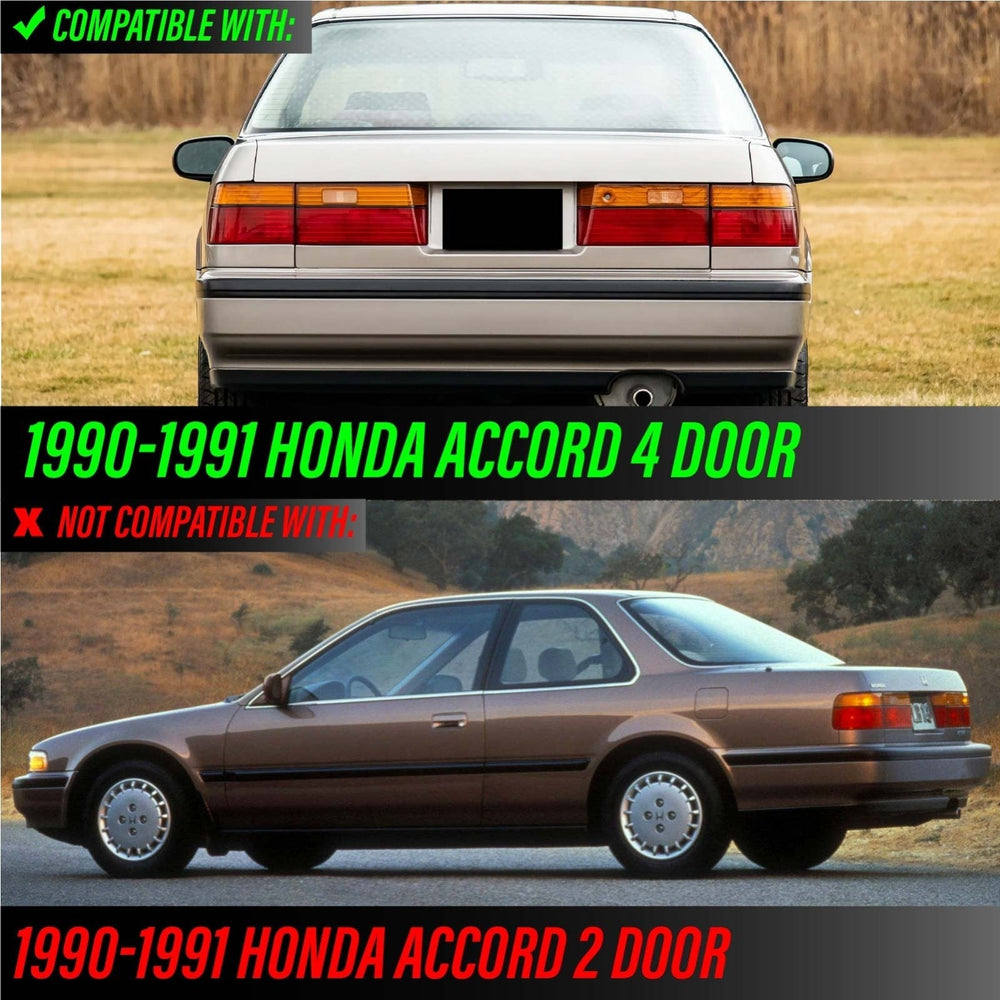 1990 - 1991 Honda Accord 4D Sedan JDM Style Red/Clear Lens 4 Piece Tail Lights