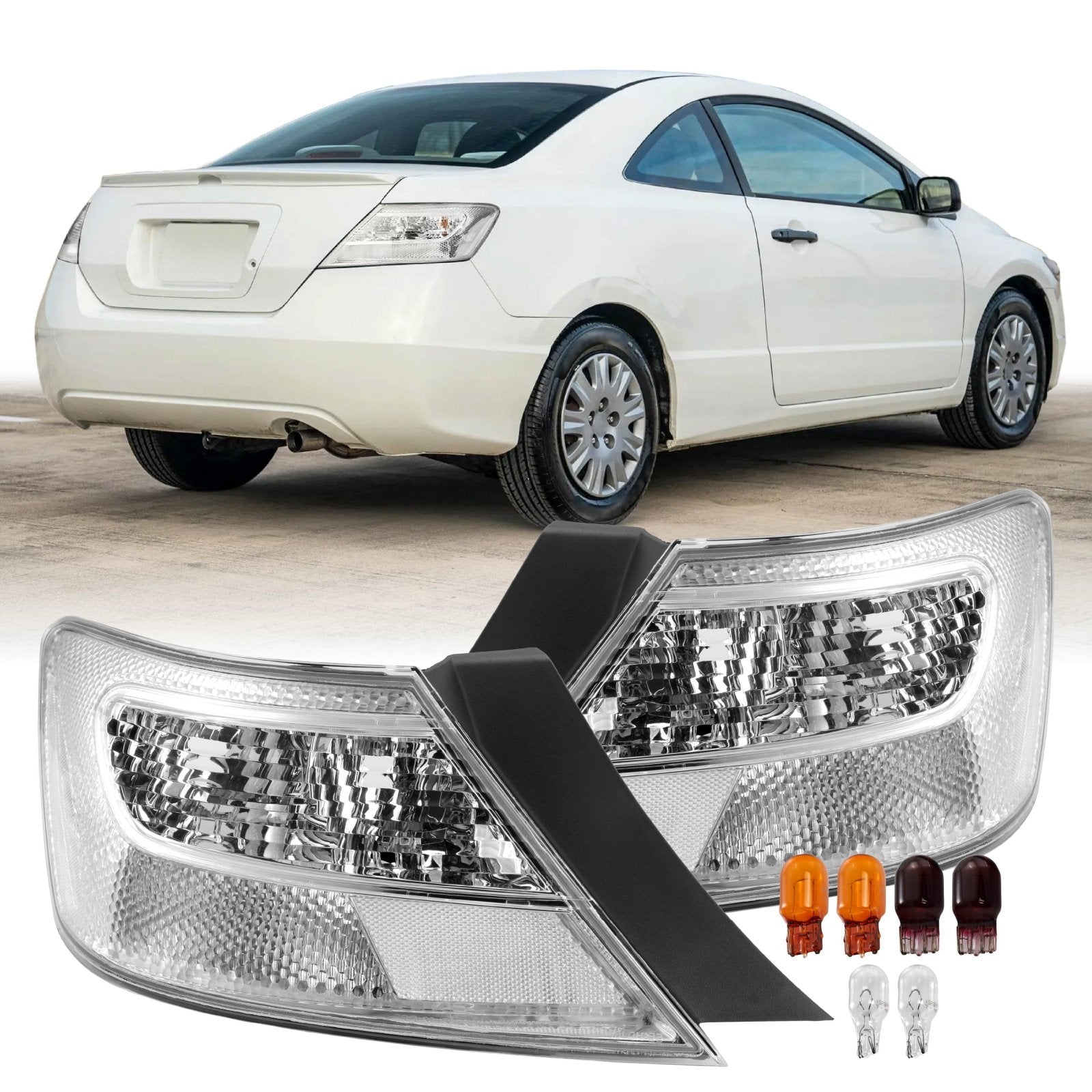2006-2011 Honda Civic 2 Door Coupe All Clear Lens Tail Lights - Unique ...