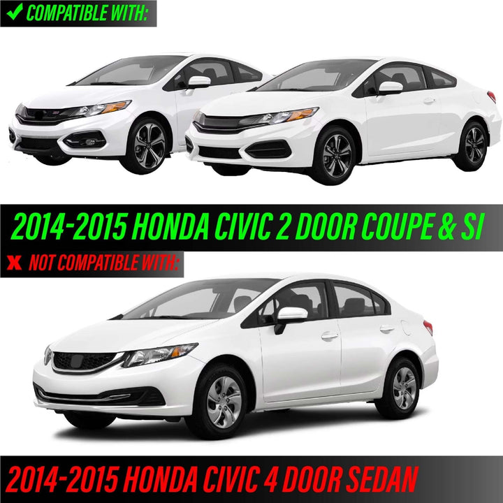 2014 - 2015 Honda Civic 2 Door Coupe & SI All Clear Lens Tail Lights