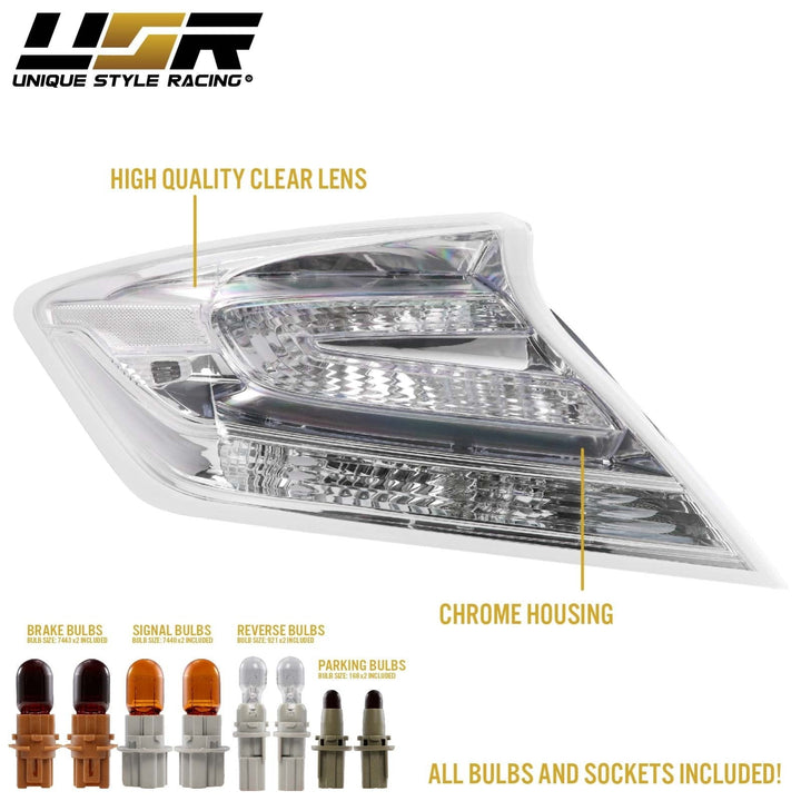 2014 - 2015 Honda Civic 2 Door Coupe & SI All Clear Lens Tail Lights