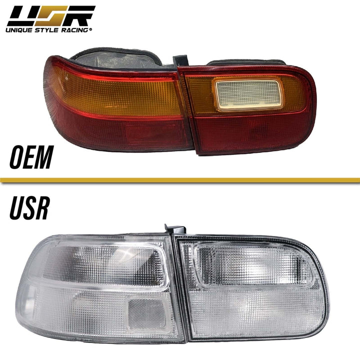 1992 - 1995 Honda Civic 3D Hatch EG SiR JDM Style All Clear Lens 4 Piece Tail Light