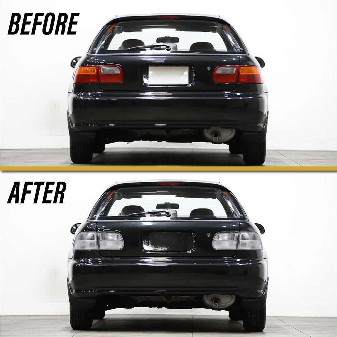 JDM EG Style Clear Tail Lights For Honda Civic 1992-1995 Coupe/Sedan - 3-Piece, All Clear, Black Housing