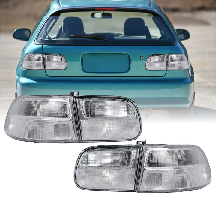 1992 - 1995 Honda Civic 3D Hatch EG SiR JDM Style All Clear Lens 4 Piece Tail Light